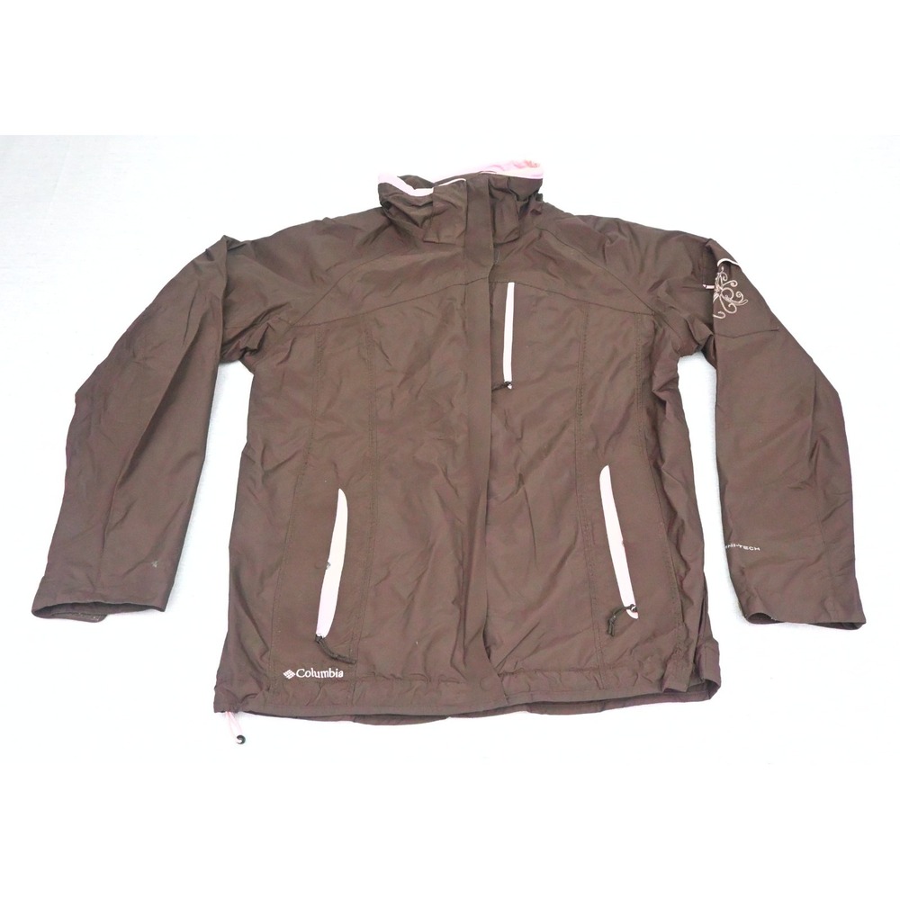 Columbia Womens M Omni-Tech Waterproof Jacket Brown Zip Front Seam Sealed